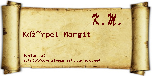 Körpel Margit névjegykártya